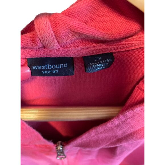 Westbound Woman Pink Full Zip Hooded Jacket Sz 2X - Picture 4 of 8